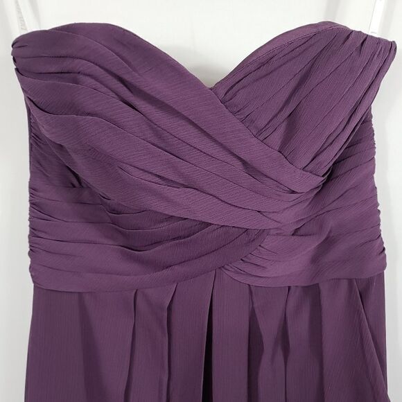 David's Bridal Purple Long Ruffle Strapless Dress - Picture 4 of 10